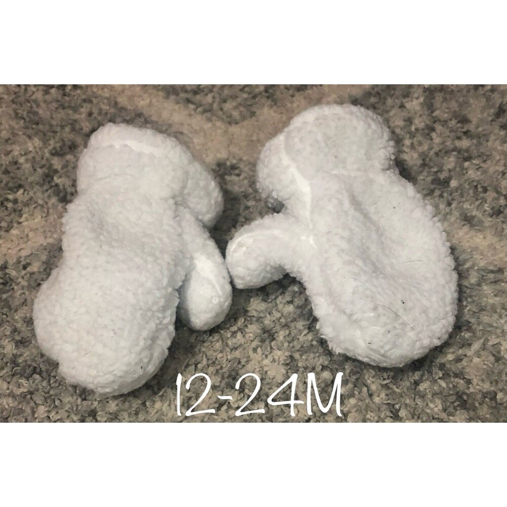 Carters White Fuzzy Mittens size Infant/Toddler 12-24M